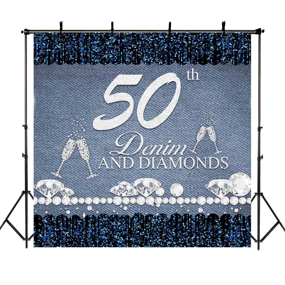 Счастливый 30th 40th 50th 60th день рождения фон деним алмаз фотография Фон Кубок Леди