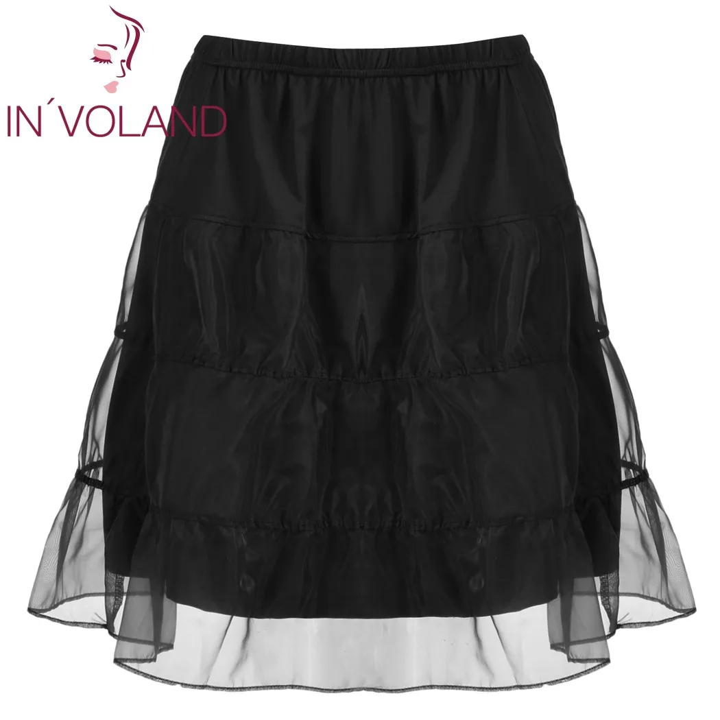 IN'VOLAND Women Skirt Plus Size Organza Patchwork Elastic Band Casual Flared Lady A-Line Tiered Beach Skater | Женская одежда