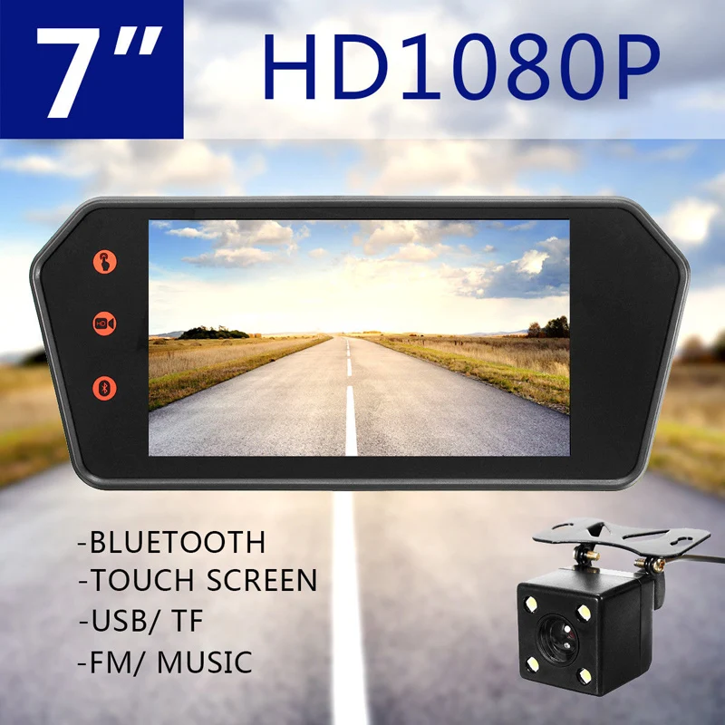 2017 автомобильный 7 дюймовый HD 1080P TFT ЖК экран Bluetooth MP5 зеркальный монитор USB / IF и