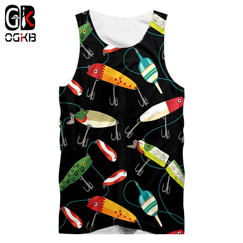 OGKB Топы на бретельках для взрослых модные спортивные залы 3D жилет с принтом рыбки