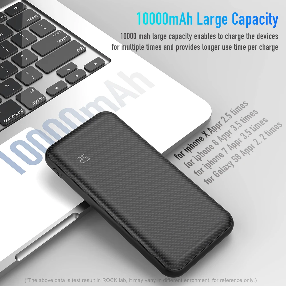 Rock Quick charger power Bank 10000 мАч Pd Qc 3 0 18 Вт Цифровой светодиодный дисплей двойной Usb