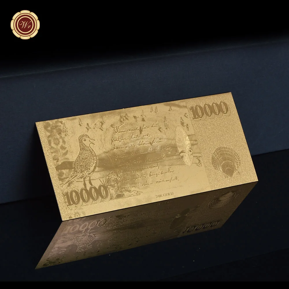 Исландская Золотая фольга банкнота 10000 крона с пластиковой рамкой|foil lead|foil nailsgold