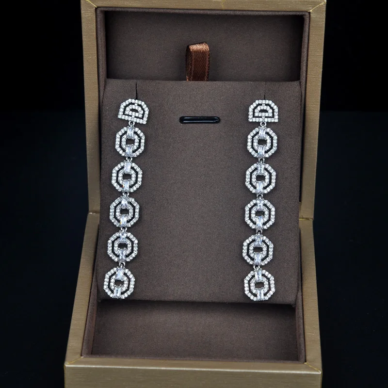 Be 8 Classic Crystal Dangle Octagon Shaped Earrings Long Statement Earring for Women Birthday Gift E531