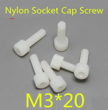 

100pcs/lot M3*20 Nylon Plastic Heagon Socket Head Cap Screw
