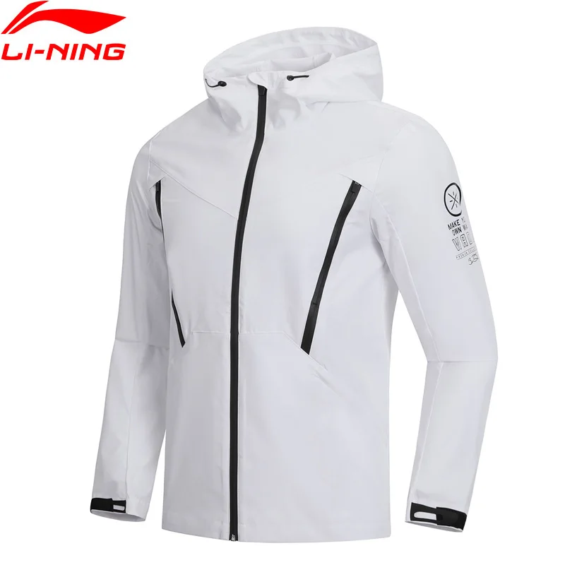 Мужская ветровка из 100% полиэстера Li-Ning приталенный удобный Тренч с капюшоном