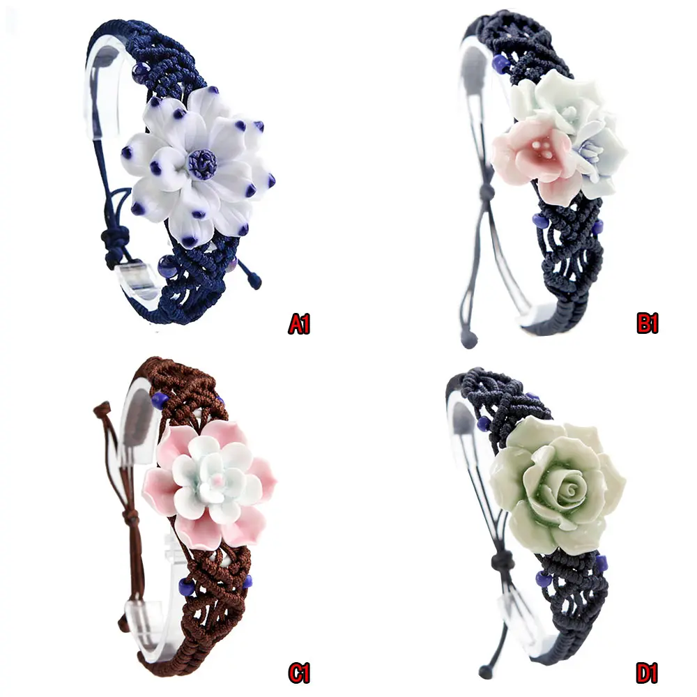 Handmade Ceramic Bracelets Ethnic Style Jewelry Chinese Flower Bracelet Suitable As A Gift | Украшения и аксессуары