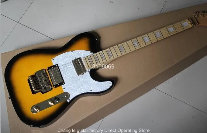Прямая продажа с фабрики floyd rose tremolo 6 струн Золотая аппаратная гитара sunburst