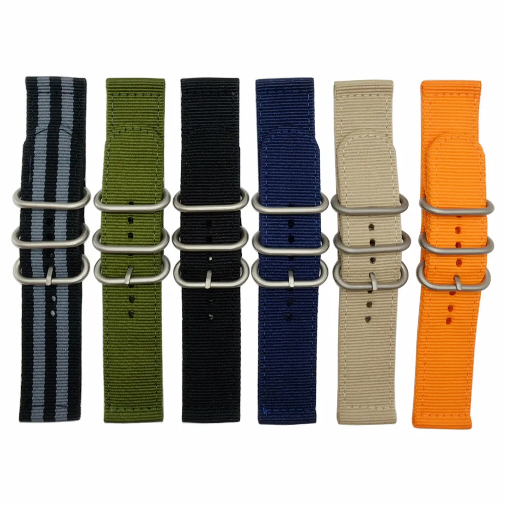 Ремешок нейлоновый водонепроницаемый для наручных часов спортивный браслет с пряжкой из нержавеющей стали