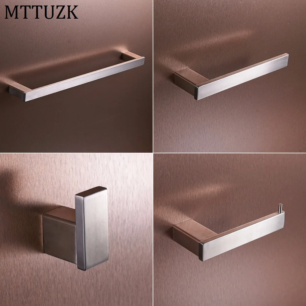 

MTTUZK Brushed Nickel SUS304 Stainless Steel Towel Bar, Robe Hook, Paper Holder Bath Hardware Sets Bathroom Accessories