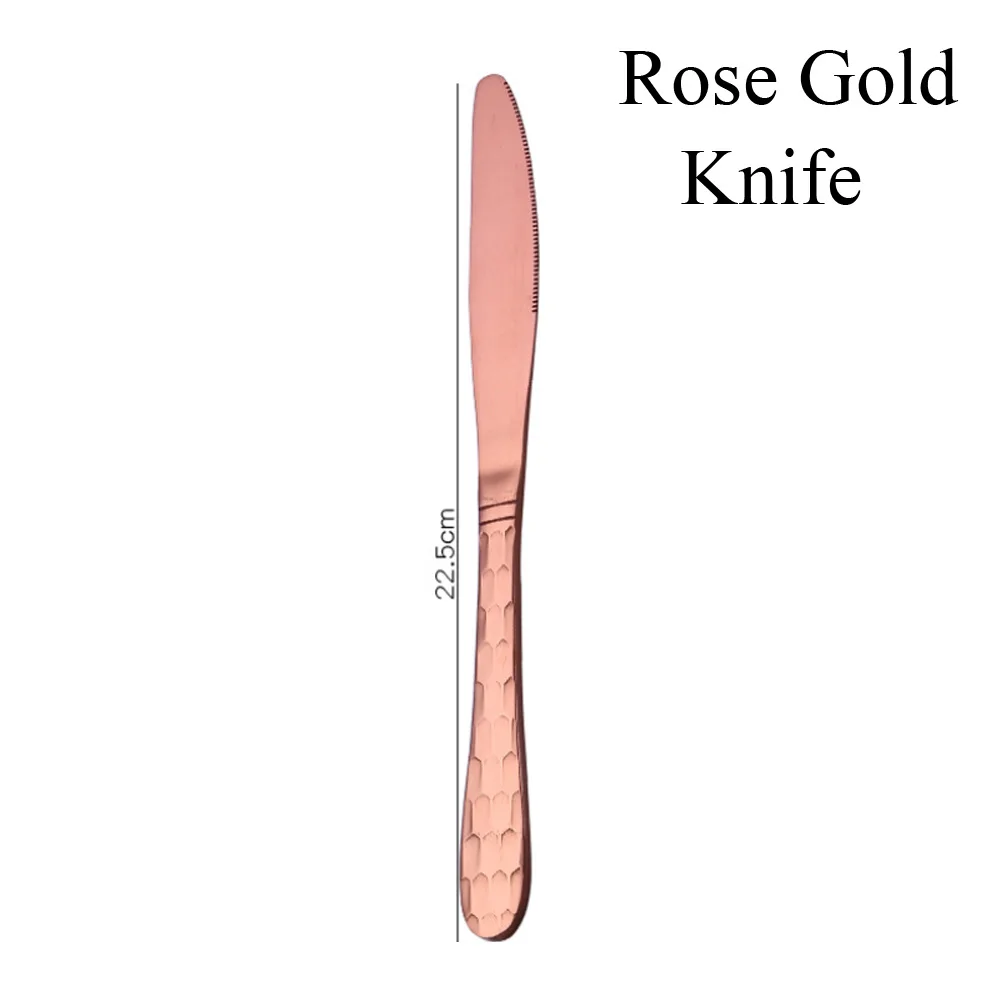 Knife rose gold 1 шт. многоцветная высококлассная столовая посуда из нержавеющей стали столовые приборы вилка для стейка чайная ложка принадлежности для приготовления обеда инструменты для дома и кухни - Цвет: Knife rose gold