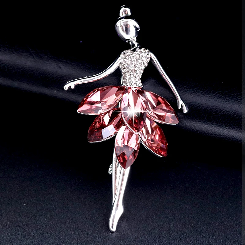 Великолепные Броши с кристаллами для женщин и девушек розовая брошь в форме