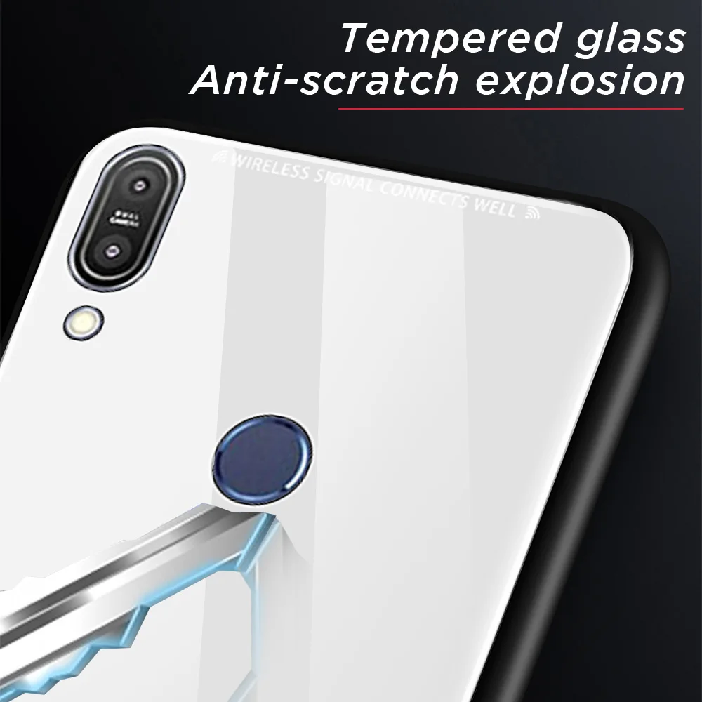 Однотонные чехлы из закаленного стекла для телефона ASUS Max Pro M2 ZB633KL ZB631KL задняя