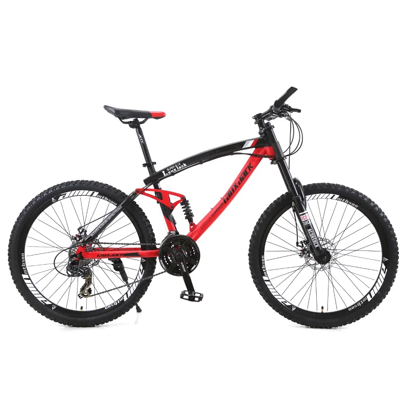 LAUXJACK Mountain Bike Steel Frame Full Suspension Mechanical Disc Brake 24 Speed Shimano 26&quot Alloy Wheels | Спорт и развлечения
