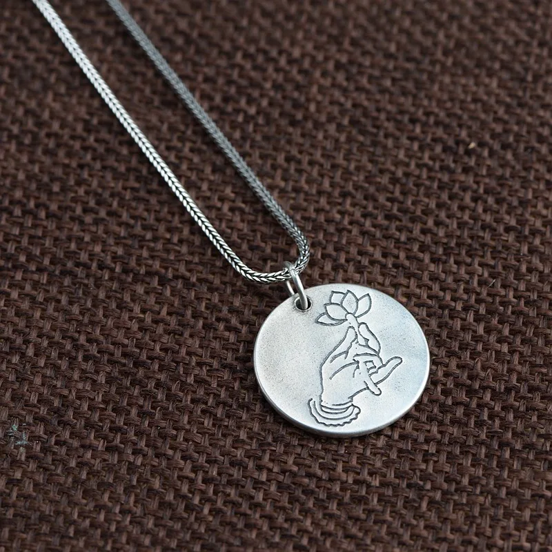 Женский кулон в виде лотоса из серебра 925 пробы|Подвески| |