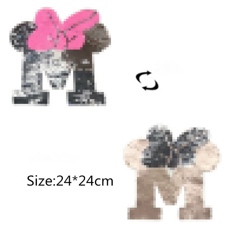 M бант буквы Реверсивный изменить цвет блёстки пришить патчи для одежды DIY патч