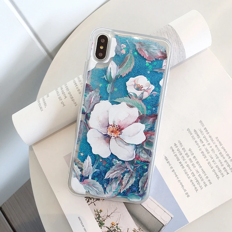 Для Meizu M6 Note чехол с белыми розами Блестящий жидкий силиконовый для M5 чехлы