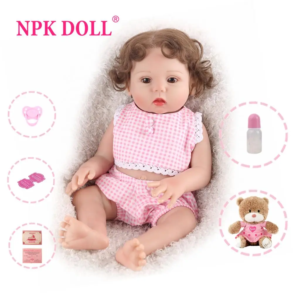 NPKDOLL Reborn Baby Doll 18 дюймов силикон ручная работа подарки кукла девочка розовая