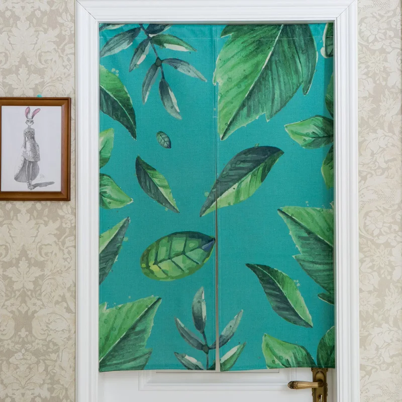 002 Japanese-style Plant Fabric Curtains Children's Study Partition Porch Curtains Kitchen and Bathroom Curtains - Color: 002