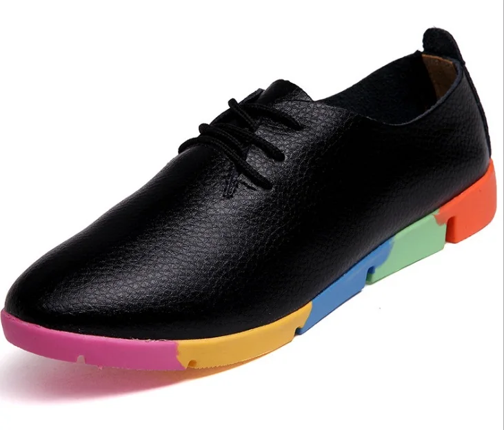 Женские кожаные туфли заостренный носок мягкая подошва на шнуровке для отдыха