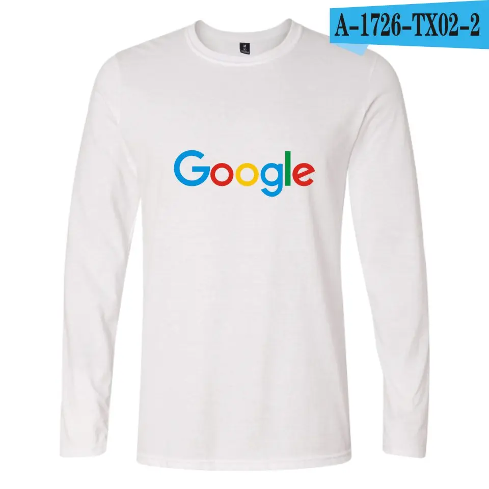 Это Google microsoft пуловер Футболка мужская хлопок с длинным рукавом Печатный узор Повседневная футболка Homme мужчины/женщины плюс размер - Цвет: Whtie