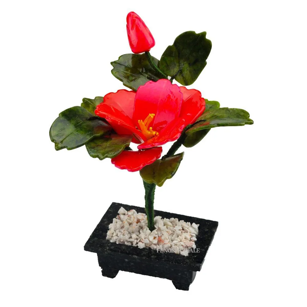 

Fengshui natural Jade stone flower Plant for Good Fortune,Good Luck J2090