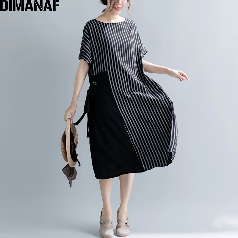 Dimanaf Женский летнее платье больших размеров хлопковое женское Vestido свободная