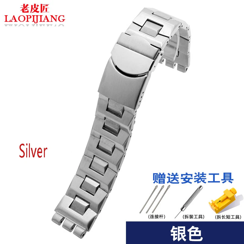 Laopijiang 19 мм swatch браслет из нержавеющей стали SWQ YCS570G водонепроницаемый ремешок с выпуклым и выпуклым горлом черный серебристый цвет - Цвет ремешка: Silver