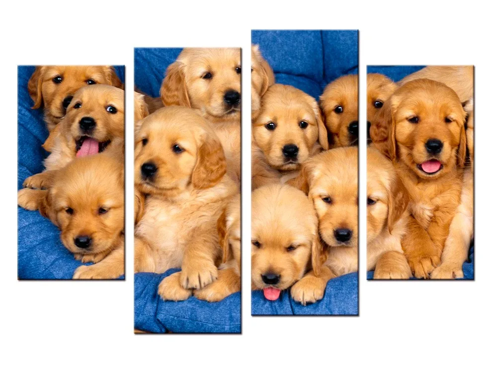 Собака семьи серии Плакат печатных холст картины современная Печать искусство