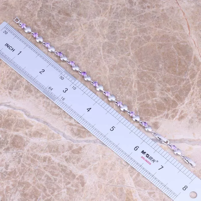 Noblest фиолетовый кубический цирконий посеребренный звеньевой браслет цепочка 6 5 7