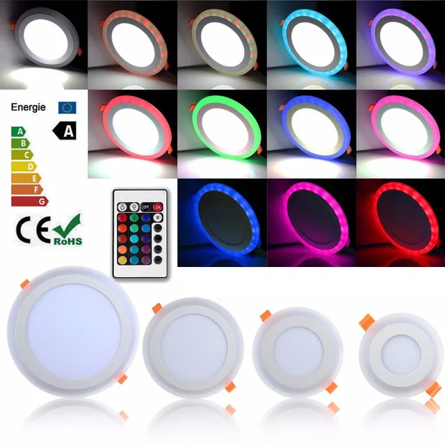 10pcs/lot,DHL Free 6W 9W 18W 24W Round RGB Downlight With Remote Control Features LED Ceiling Panel light With LED Driver