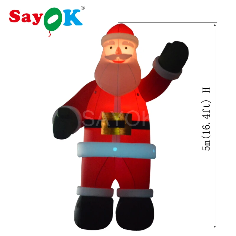 Sayok 16,4 футов надувной Санта-Клаус со светодиодной подсветкой гигантский надувной Санта-старый человек для Рождественского украшения наружного использования