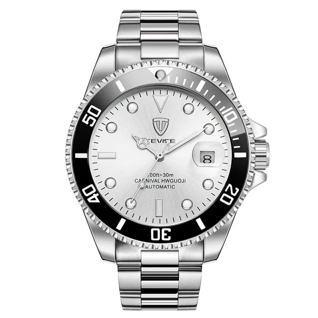 Silver White Топ бренд Модные Роскошные мужские часы автоматические механические часы из нержавеющей стали с инструментом подарки Relogio Masculino Прямая поставка - Цвет: Silver White