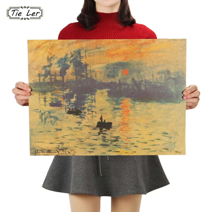 TIE LER Клод Моне классический постер из крафт бумаги Impression Sunrise ретро декоративные