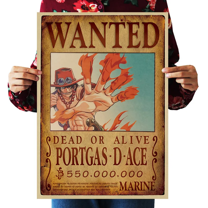 69 стилей ONE PIECE Wanted постеры игрушки винтажный постер Луффи Эйс джинбе нами и Чоппер Робин Зоро Санджи Усопп аниме наклейка 51x36CM
