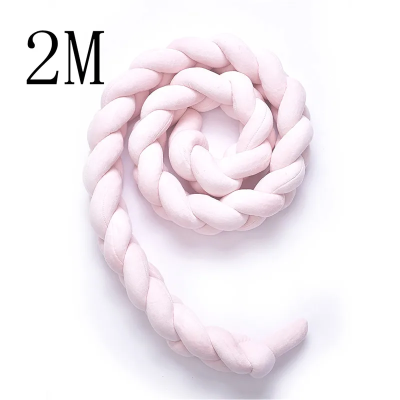 2M Pink 1 шт., 1 м/2 м/3 м, детский бампер ручной работы с узлом для кровати новорожденного, длинная плетеная Подушка, детская кровать, бампер с узлом, детская кроватка, декор для детской комнаты - Цвет: 2M Pink