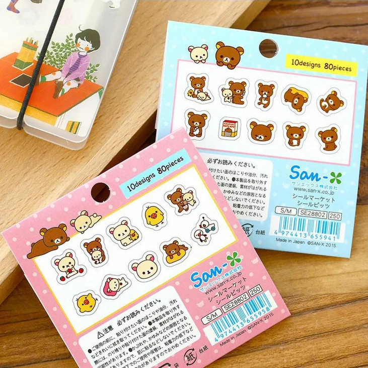 80 шт./упак. принт мульташной Минни ПВХ Rilakkuma наклейки милый кот, медведь, стикер для детей Дневники декорирование фотоальбома DIY Скрапбукинг