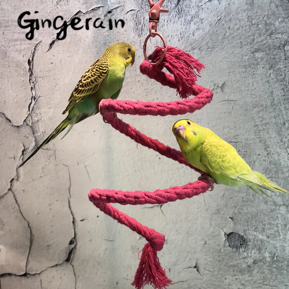 Gingerain L: 156 см диаметр 2 средняя жердочка для птицы Игрушка спиральная хлопковая