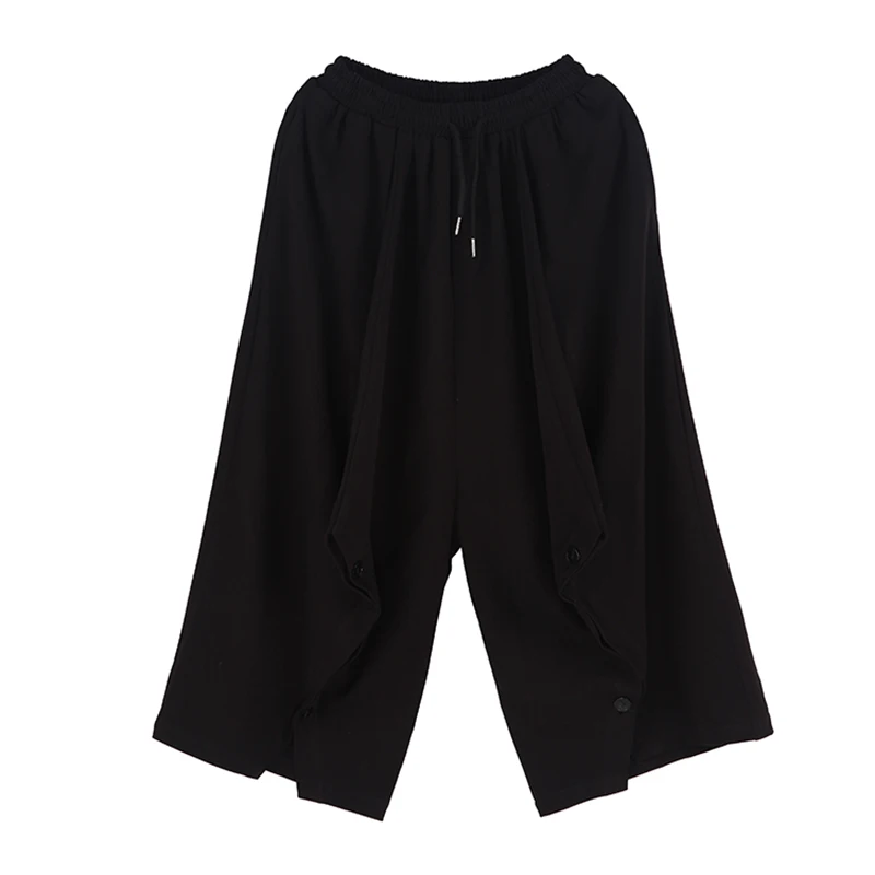 MR-DONOO Летние черные свободные брюки до щиколотки большого размера трендовые