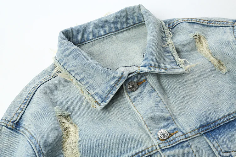 Мужская джинсовая куртка высокого качества Модная Джинсовая с надписями 2019 |