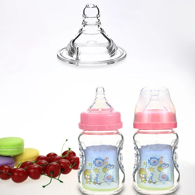 1Pcs Baby Feeding Bottle 150ml large Mouth caliber glass Fruit juice cup bottle Newborn baby supplies silicone teat