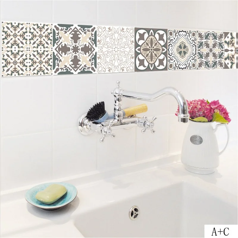 

Classical European style tiles with retro pattern walls with home living room bedroom kitchen decorative stickers