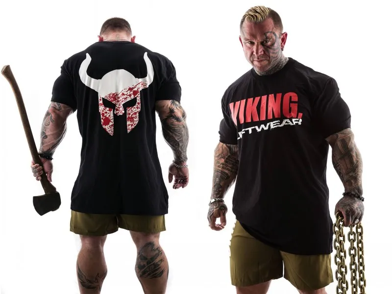 VIKING новая брендовая одежда тренажерные залы Tight футболка мужские фитнес футболка для мужчин Gyms футболка для фитнеса и занятий летние топы