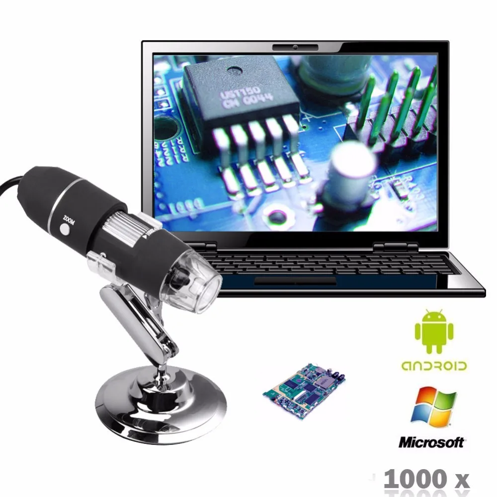Портативный USB-микроскоп с 500x на 1000x камера увеличением эндоскоп подставка для OTG