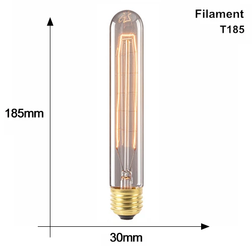 T185 Filament Ретро лампы Эдисона 40 Вт E27 220V светильник Bombilla ST64 A19 T45 G80 G95 T185 можно использовать энергосберегающую лампу или светодиодную лампочку), лампы накаливания светильник ing лампочки Эдисона - Цвет: T185 Filament