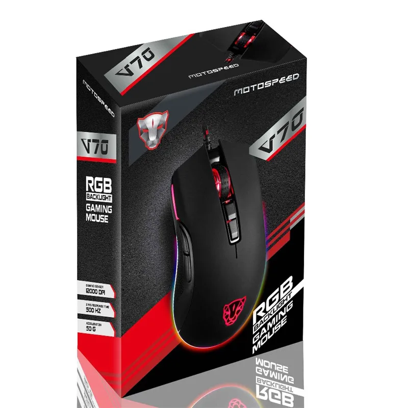 Motospeed V70 USB Проводная игровая мышь PMW3325 5000 точек/дюйм PMW3360 12000 точек/дюйм компьютер RGB LED многоцветная подсветка отправка с коробкой