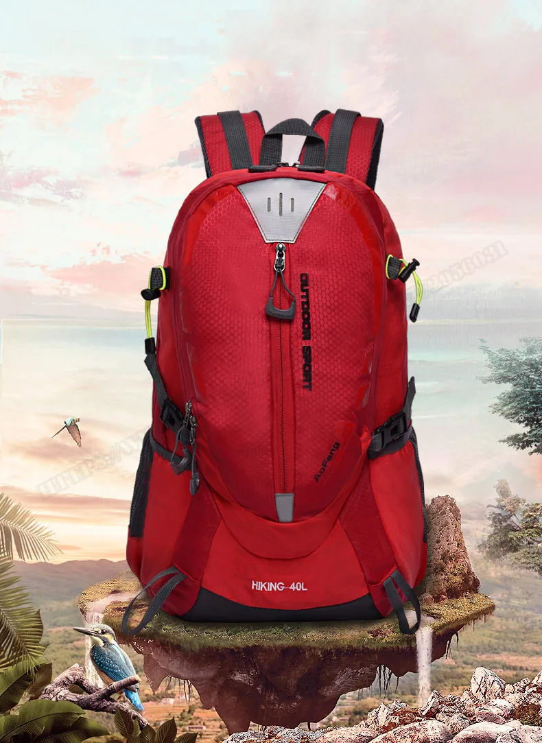 Hot Sale Red/green/balck 40L Outdoor Mountaineering Bags Water Nylon Shoulder Bag Men And Women Travel Hiking Camping Backpack