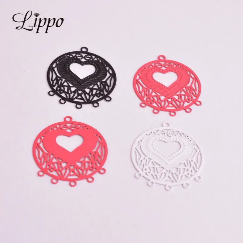 50 шт. AB301 медные Сережки для сережек базовый соединитель в форме сердца круглые с