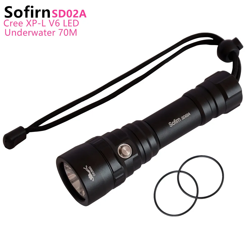 Sofirn SD02A Мощный светодиодный фонарь для дайвинга 18650 Cree XPL 1050LM светильник 3 режима