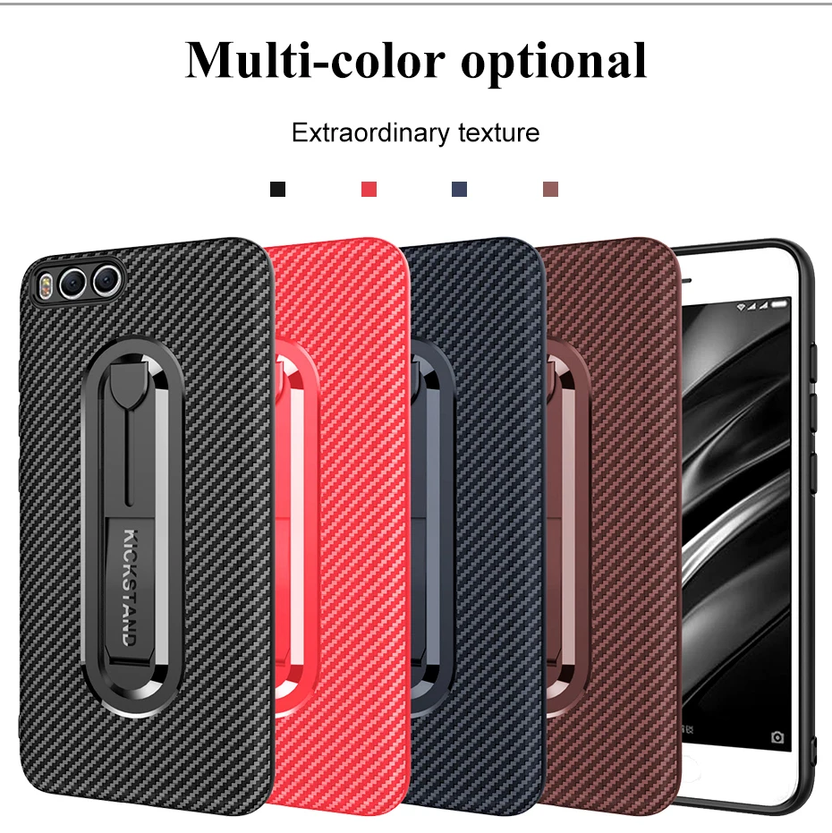 Carbon fiber case with bracket holder for Xiaomi Mi5X Mi6 Note3 Soft TPU shocklproof back Stand Redmi 4X 6 6A Note 4 |