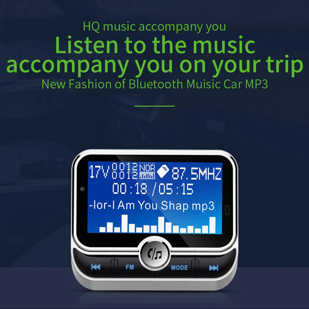 Onever телефонные звонки в режиме Hands-free MP3 плеер FM передатчик 90 градусов вращение Bluetooth 4,1 светодиодный Экран поддерживает 7 языков